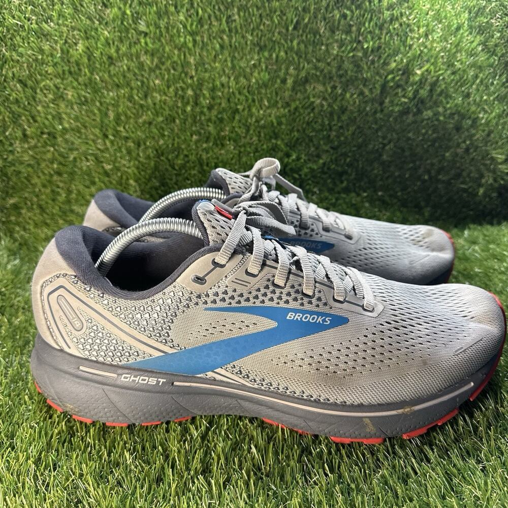 Brooks Ghost 14 Men Size 12.5 Gray Blue Gym Running Shoe Comfort Walking Sneaker